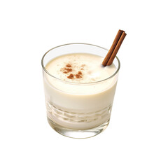 Eggnog with cinnamon stick isolated on transparent background Remove png, Clipping Path