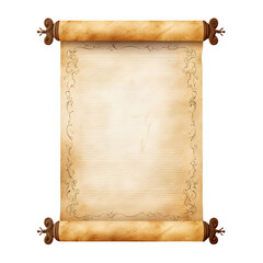 old paper scroll isolated on transparent background Remove png, Clipping Path - obrazy, fototapety, plakaty