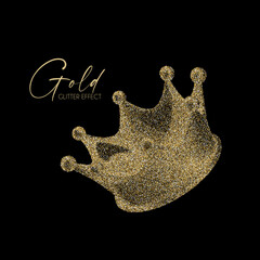 Crown. Minimal glod effect sumbol. Luxury design.