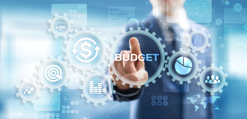 Budget accounting financial technology concept on virtual screen.