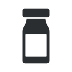 Vaccine bottle vector icon. medical and pharmaceutical design element. isolated vector symbol of vaccination and immunization in flat style