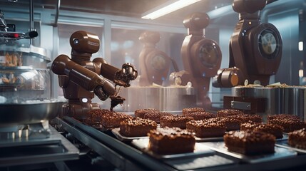 AI robots working at a factory - obrazy, fototapety, plakaty