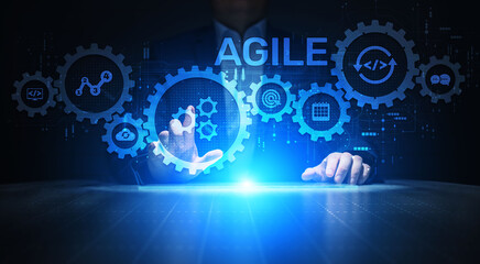 Agile flexible software development technique. Technology concept.