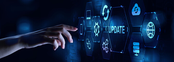 Update software system upgrade download new version internet technology concept.
