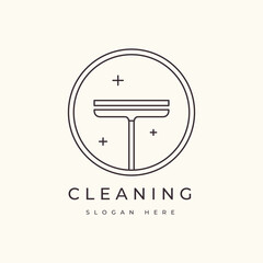 cleaning service line logo design vector graphic