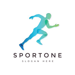 run sport concept athletic champion modern logo  design vector graphic