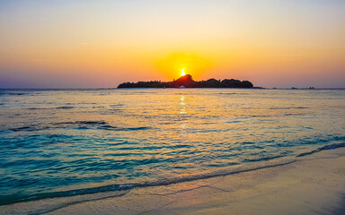 Kuramathi Maldives tropical paradise island sunset view from Rasdhoo.