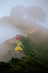 tents in fog