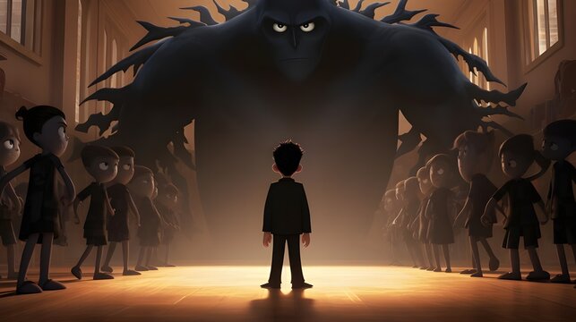 persom fighting a monster