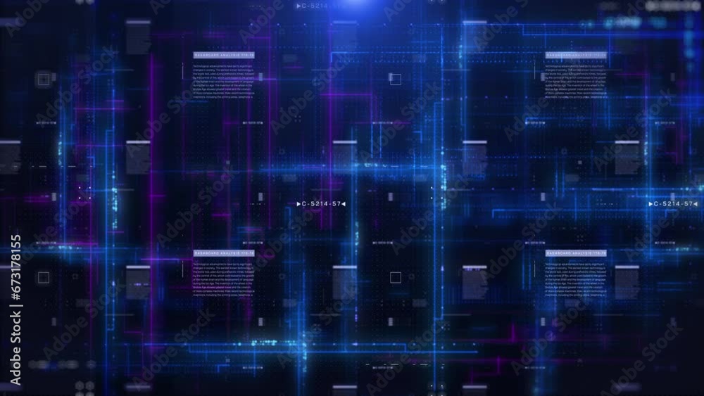 Aufkleber Technology grid ribbon line hologram data fields structure with  camera shake scene 4K motion background