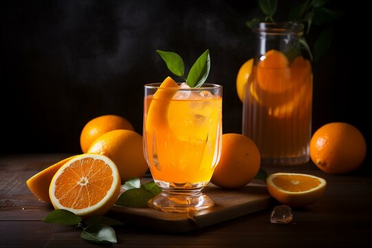 Tasty Italian drink - aperitif with refreshing orange flavor. Generative AI