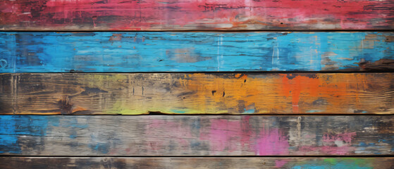 Ultrawide Colorful Rustic Old Vintage Wood Plank Texture Background Wallpaper