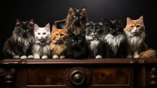 Ai gruppo di gatti in una casa antica 