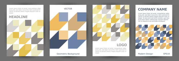 Naklejka premium Corporate brochure front page mokup collection A4 design. Swiss style isometric front page template