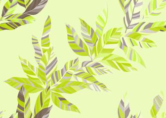 Detailed jungle leaves repeat wallpaper vector. Elegant botanical spring fashion cloth