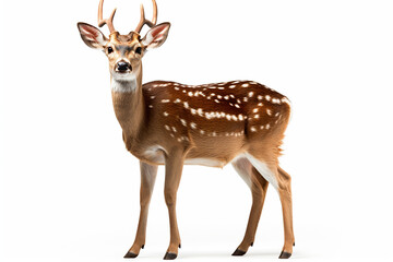 Deer, Deer With Horns, Deer Isolated In White, Deer In White Background