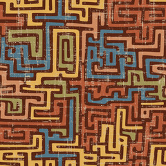 Seamless pattern, abstract doodles, curls, maze, vector background