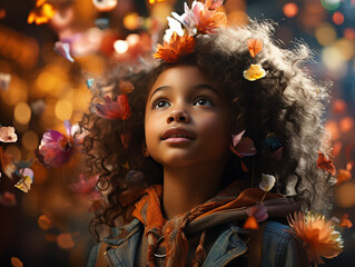 portrait of a girl in a park in autumn 