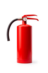 Isolated red extinguisher on the white background. Fire safety equipment.