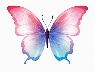 A beautiful red and blue butterfly on a white background. Isolated. Generated by AI.