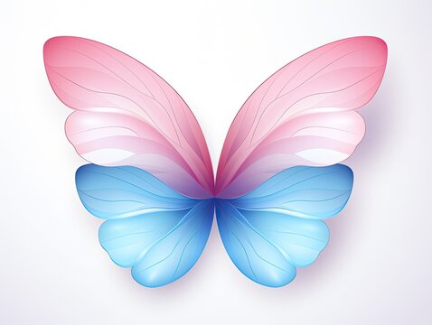 A beautiful red and blue butterfly on a white background. Isolated. Generated by AI.