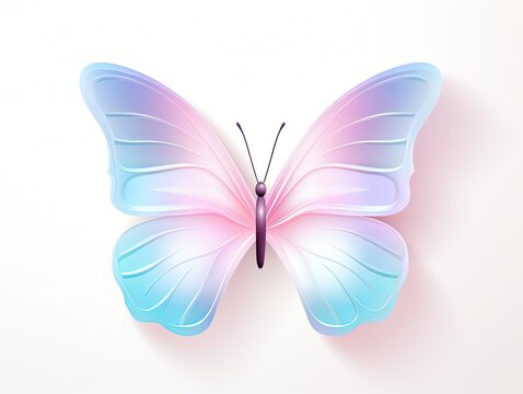 A beautiful red and blue butterfly on a white background. Isolated. Generated by AI.