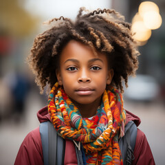 Dark skin kid portrait colorful clothes