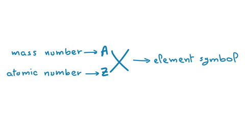Representation of an atom. Atoms and elements. Symbol of element, mass number (protons and neutrons), atomic number (protons). Symbolic representation of an element. Scientific resources for teachers.