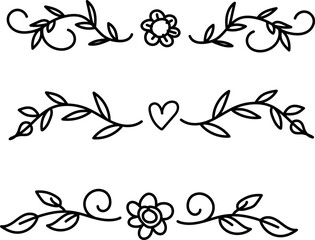 Hand drawn ornament divider collection, hand drawn clipart, borders clipart design element, doodle dividers, hand drawn line borders, leaf design, vintage ornaments, decorament element
