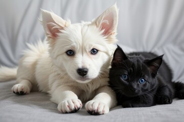 Fototapeta na wymiar puppy and kitten