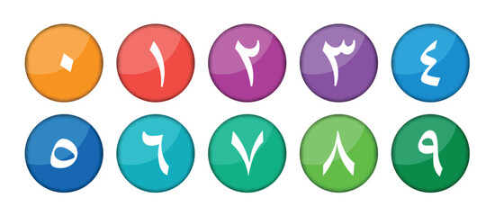 arabic numbers in colored circles. numbers in arabic