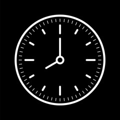 analog clock on black background. round analog clock