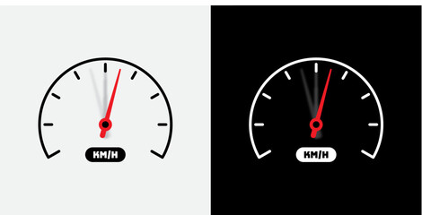 Naklejka premium analog gauge set. black and red speedometer set