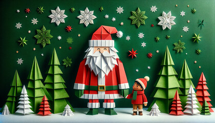 Origami style Christmas background