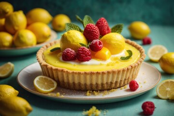 Luscious Lemon Cake with Fresh Fruit Toppings