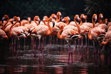 Obraz premium flamingos in the water
