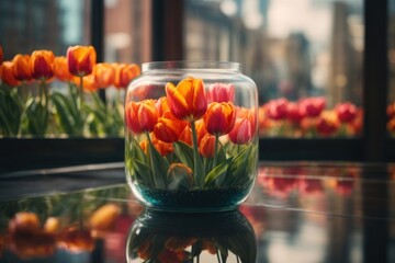 tulips in vase