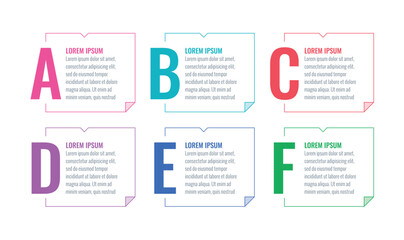 a-f letters infographic template on white background. business information template