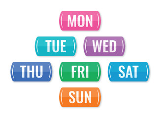 abbreviation of seven days a week. seven days a week buttons