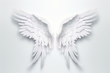White angel wings on a white background. Generative AI