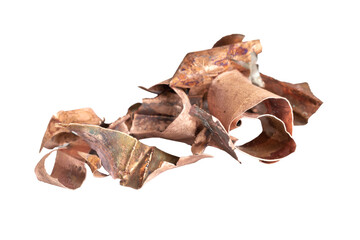 copper shavings on a white isolated background