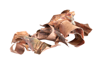 copper shavings on a white isolated background