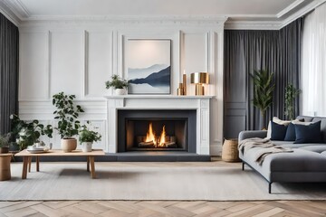 Fototapeta premium living room with fireplace
