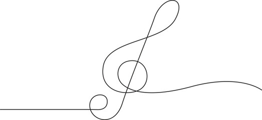 Continuous one line music key symbol. Single line drawing of classical cultural melody sound silhouette. Vector illustration. Premium vector. 