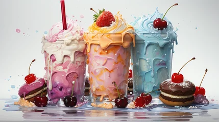 Rolgordijnen Delicious Colorful Freak Shake Watercolor Oil Painting on White Background © Image Lounge