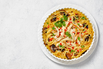 Chicken Pasta Bake with mushrooms, cheese, cream
