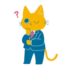 疑問を持つビジネス猫