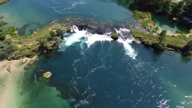 Drone video of crystal river Una in Bosnia, beautiful footage