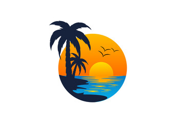Fototapeta na wymiar Holiday vacation beach stamp logo Vector