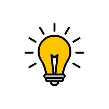 Light bulb icon. Idea line icon. Electricity colorful icon symbol. Vector stock illustration.